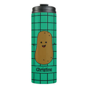 Termo Retro, Patata Marrón, Personalizado Verde Turquesa