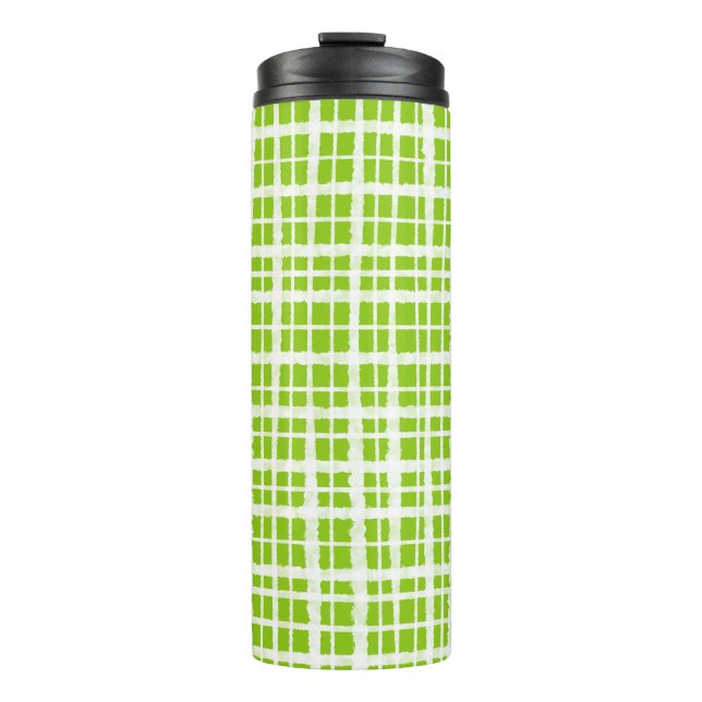 Termo Retro Pintado Gingham Plaid Pattern Lime Green (Anverso)