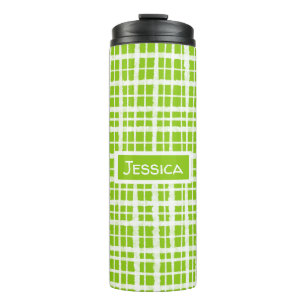 Termo Retro Pintado Gingham Plaid Pattern Lime Green