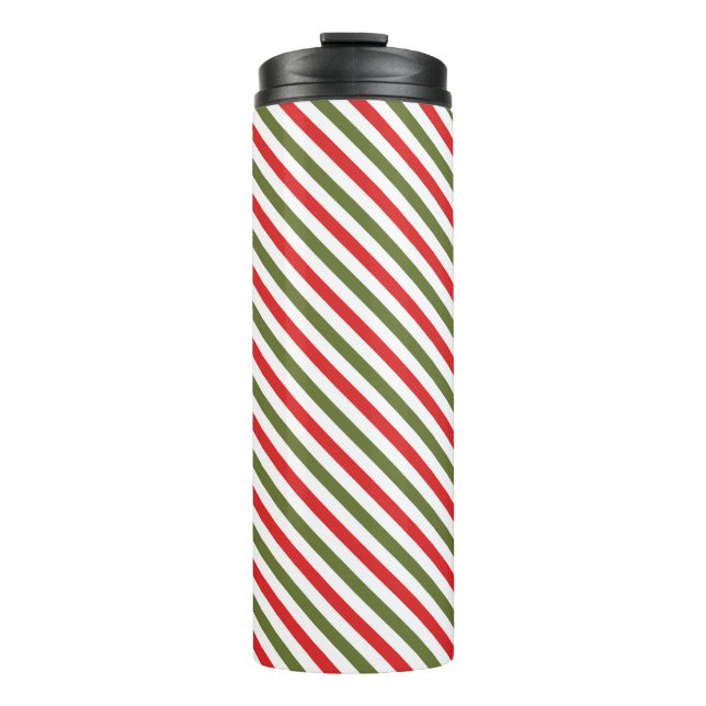 Termo Retro Red Green White Christmas Stripe Pattern (Anverso)