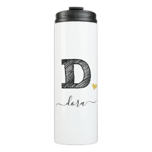 Termo Retro Sketch Monograma Letra D, Tumbler térmico