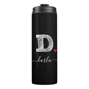 Termo Retro Sketch Monograma Letra D, Tumbler térmico