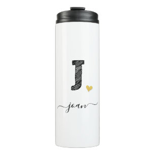 Termo Retro Sketch Monograma Letra J, Tumbler térmico