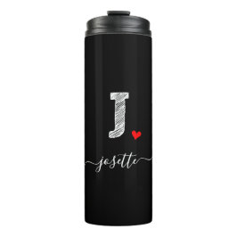Termo Retro Sketch Monograma Letra J, Tumbler térmico