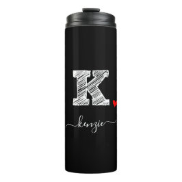 Termo Retro Sketch Monograma Letra K, Tumbler térmico