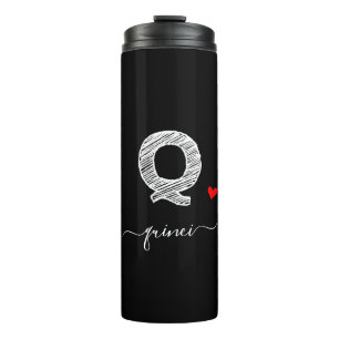 Termo Retro Sketch Monograma Letra Q, Tumbler térmico