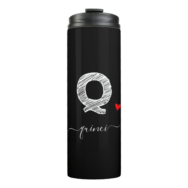Termo Retro Sketch Monograma Letra Q, Tumbler térmico (Anverso)