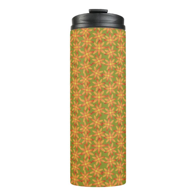 Termo Retro Sunburst Daisy Floral in Golden Olive (Anverso)