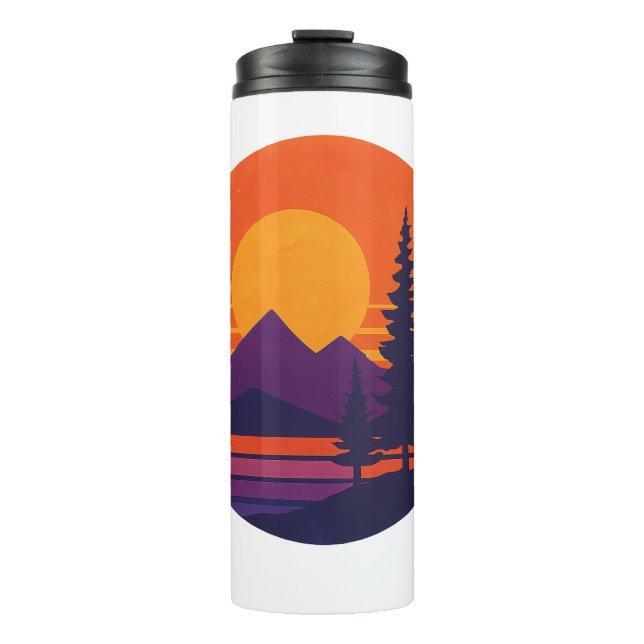 Termo Retro Sunset Nature Vibes | Vintage 80s Aesthetic  (Anverso)