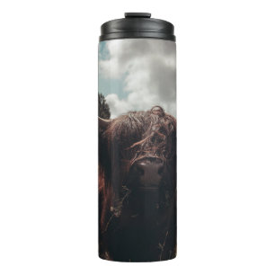 Termo Retro vintage de vacas de raza negra escocesa