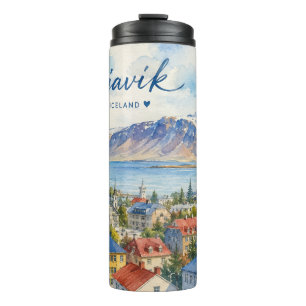 Termo Reykjavik Islandia recuerdo acuarela