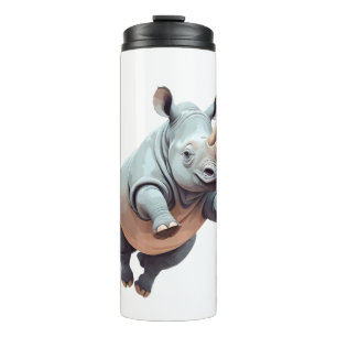 Termo Rhinoceros Felices Y Jugadoras Diversas Saltando A
