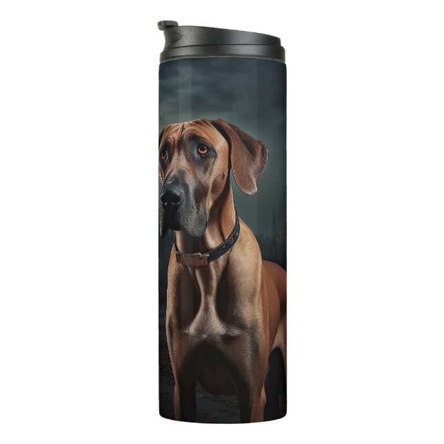 Termo Rhodesian Ridgeback Halloween Scary (Rotado hacia la derecha)