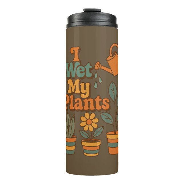 Termo Riego Mis Plantas – Rayas Retro 70 (Anverso)