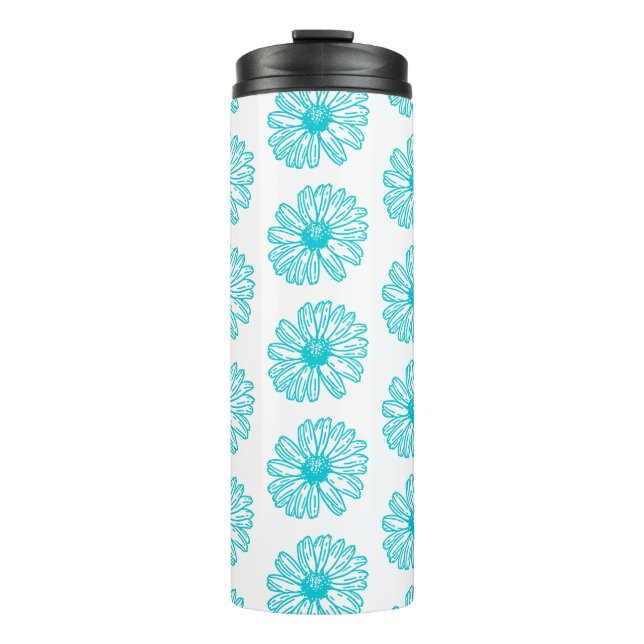Termo Robin Egg Blue Daisy Print, Patrón de flores hippi (Anverso)