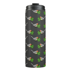 Termo Robin lindo con Shamrock Clover Personalizado