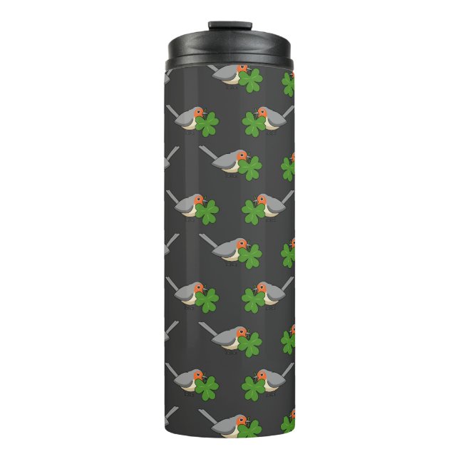Termo Robin lindo con Shamrock Clover Personalizado (Anverso)