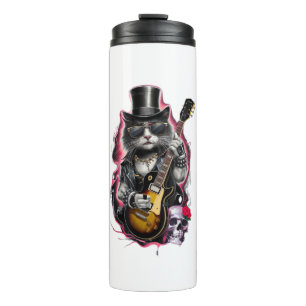 Termo Rock y Roll Rock C de Guitarra Jugando Gato 80's 9