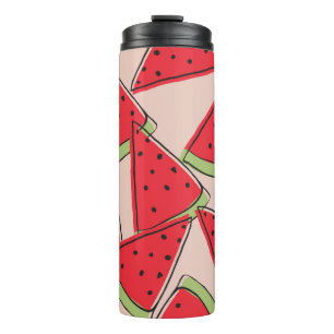 Termo rodajas de sandía con fondo rosa sin soldadura