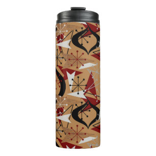 Termo Rojo, Beige, Marrón, Flechas de madera falsas   Es