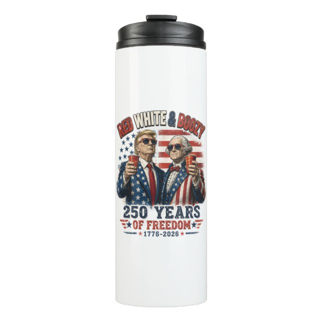 Termo Rojo Blanco Borracho Trump George Washington 250 (Anverso)