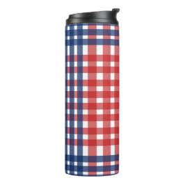 Termo Rojo blanco y azul Gingham Plaid