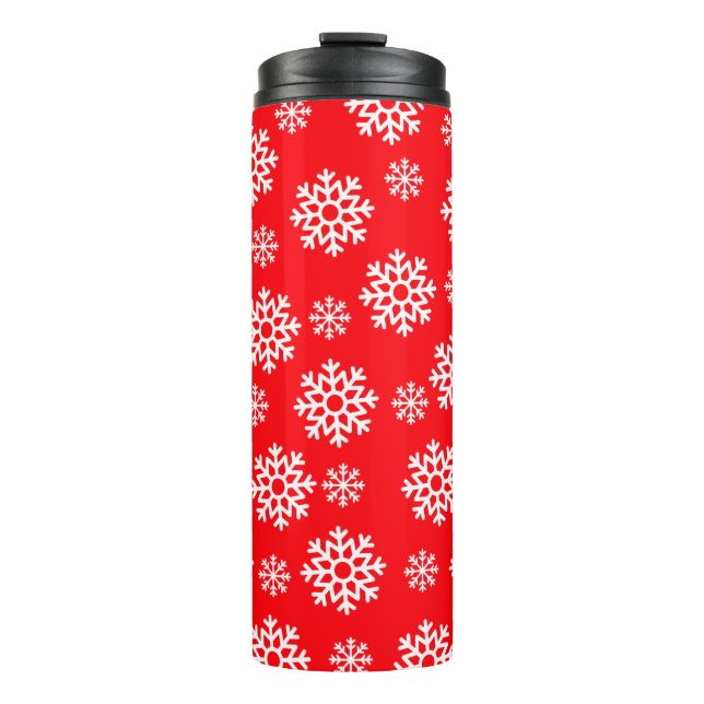 Termo Rojo con copos de nieve blancos (Anverso)