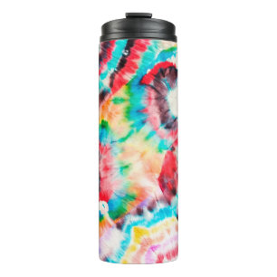 Termo Rojo duro Grunge. Patrón Shibori. Cepillo dorado