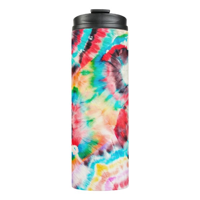 Termo Rojo duro Grunge. Patrón Shibori. Cepillo dorado (Anverso)