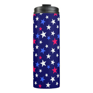 Termo Rojo Intenso, Azul Patriótico y Estrellas Blancas