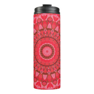 Termo Rojo Mandala Boho Patrón Cálido Diseño Acogedor