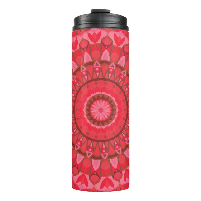 Termo Rojo Mandala Boho Patrón Cálido Diseño Acogedor (Anverso)