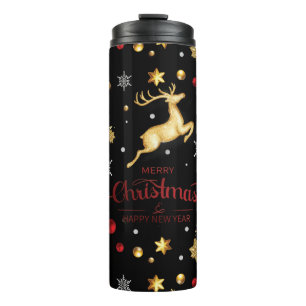 Termo Rojo Reno de Oro Árbol de Navidad Alegre 