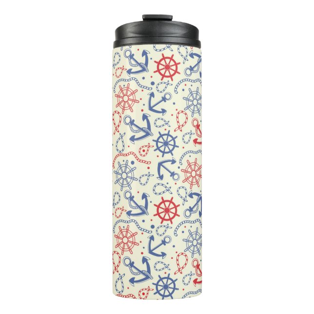 Termo Rojo y fondo azul marino con el ancla (Anverso)