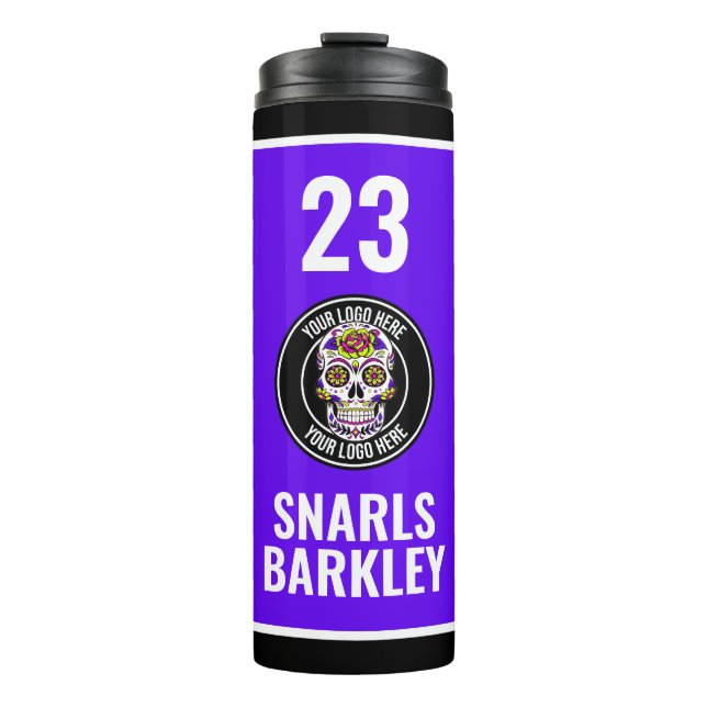 Termo Roller Derby Logo Purple Black Team Name Uniform (Anverso)