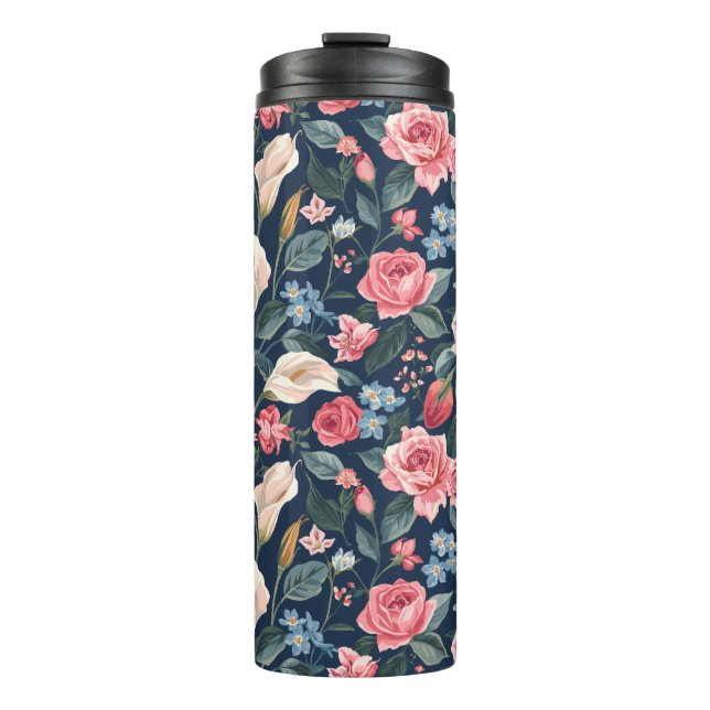 Termo Romantic Navy Blue Floral Garden Pattern (Anverso)