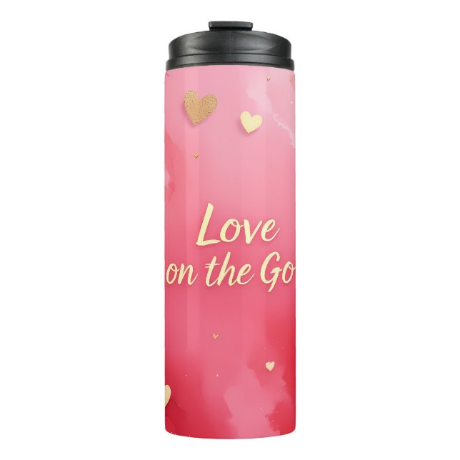 Termo Romántico 'Amor en Movimiento' Corazón Rosa y Dora (Anverso)