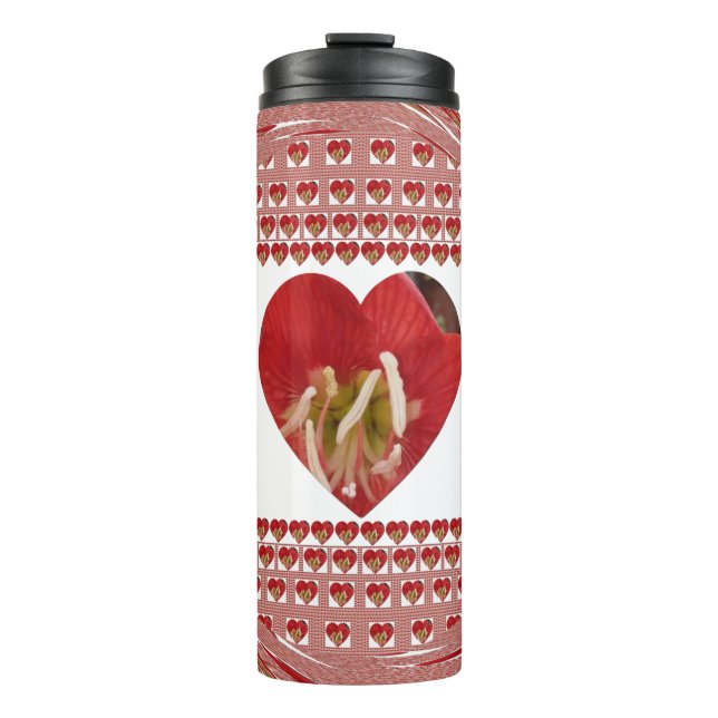 Termo Romántico Diseño Corazón de Flores Rojas 4 Momento (Anverso)
