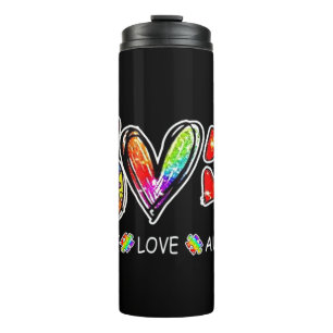 Termo rompecabezas autismo mes conciencia señal de paz, 