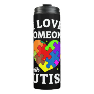 Termo Rompecabezas y corazón de la conciencia del autis