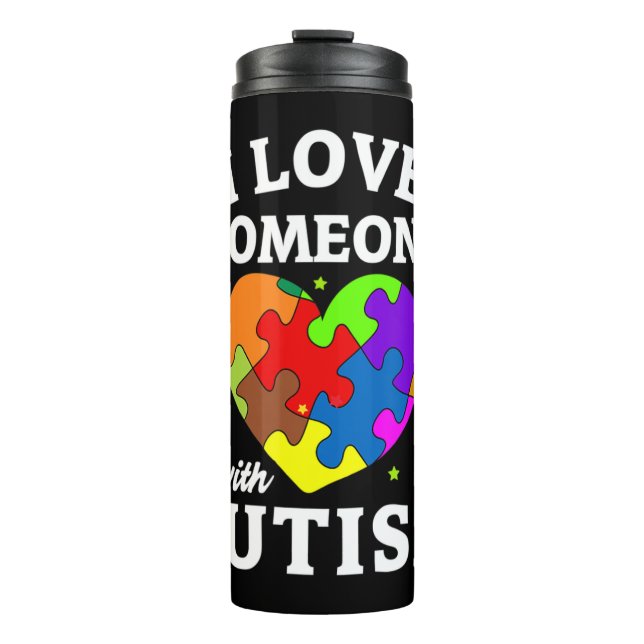 Termo Rompecabezas y corazón de la conciencia del autism (Anverso)