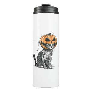 Termo Ropa De Cabeza De Calabaza De Gato Negro Halloween