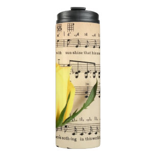 Termo Rosa amarilla de la música de la hoja
