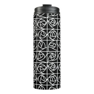 Termo Rosa Art Deco Cuadrados Elegante blanco floral