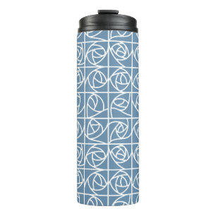 Termo Rosa Art Deco Cuadrados estilizados Azul pálido fl