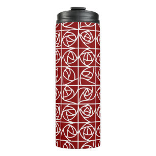 Termo Rosa Art Deco Cuadrados estilizados Floral primari