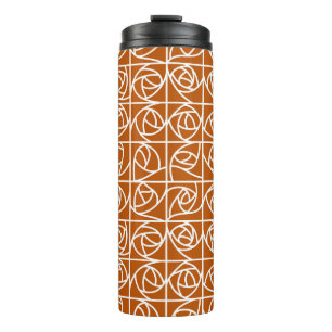 Termo Rosa Art Decó Cuadrados naranja Floral Estilizado