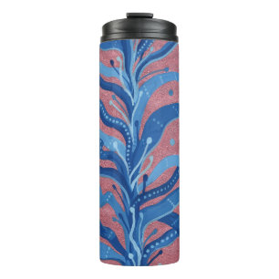 Termo Rosa De Algas Azules Taupe Subacuático Abstracto F