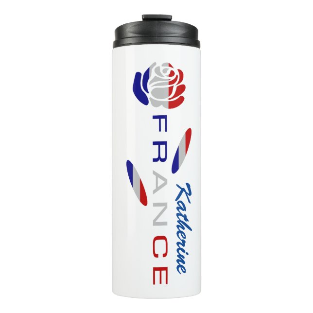 Termo Rosa de bandera francesa personalizado (Anverso)