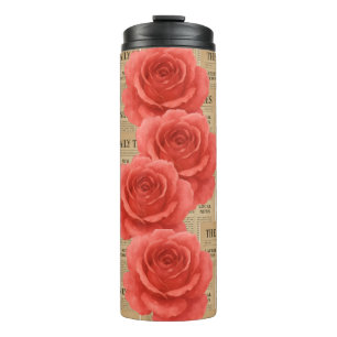 Termo Rosa de época sobre papel antiguo